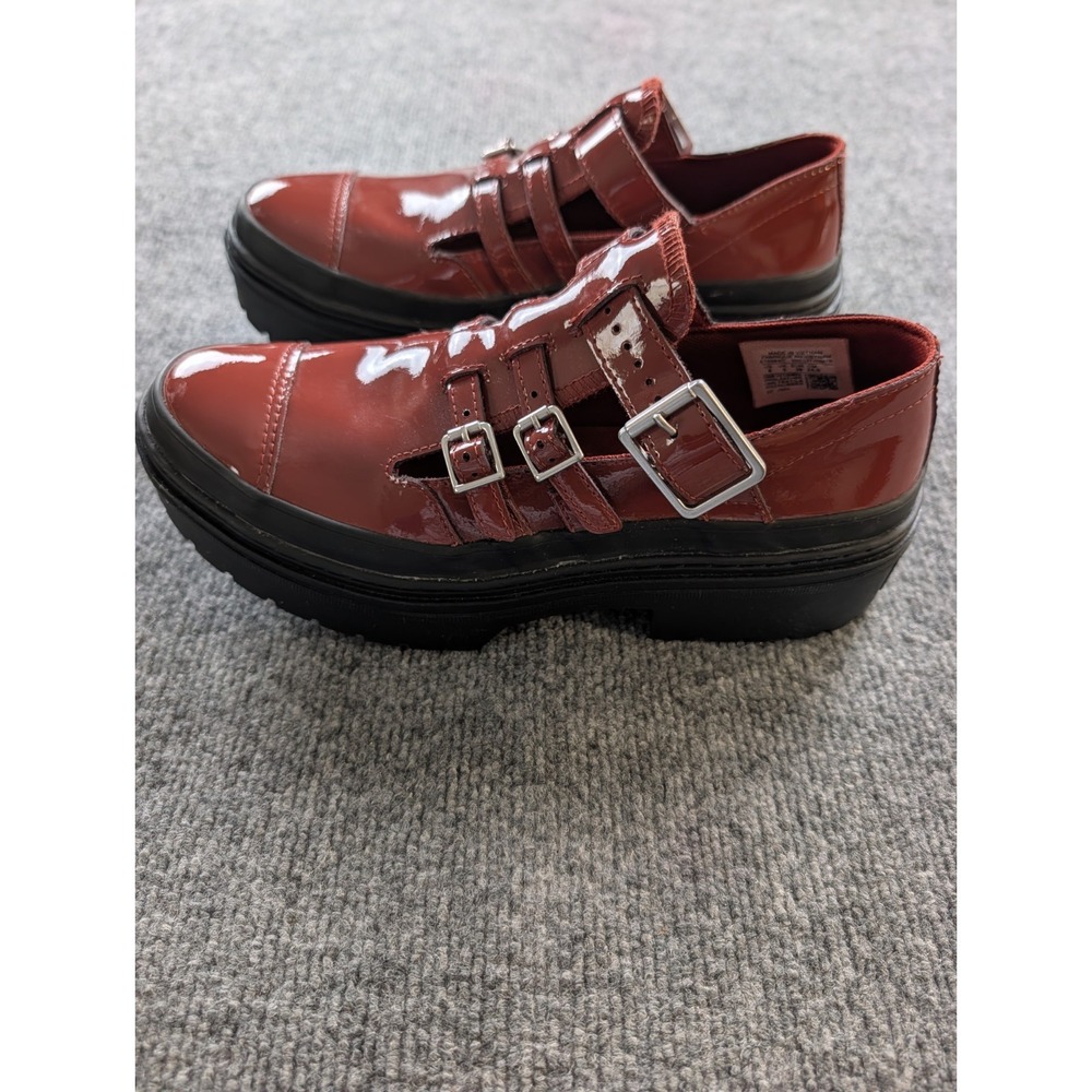 Converse Chuck Taylor Lugged Mary Jane Platform Oxblood Patent Buckle Shoes Sz 8